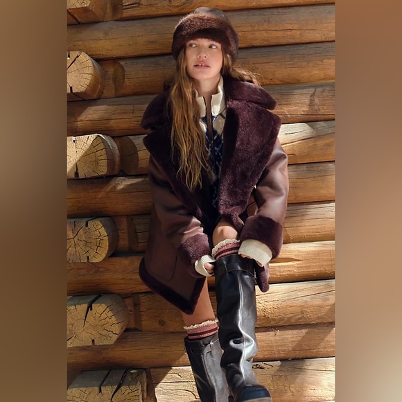 Free People We The Free Mari Reversible Coat Chocolate Brown NWT - Picture 2 of 8